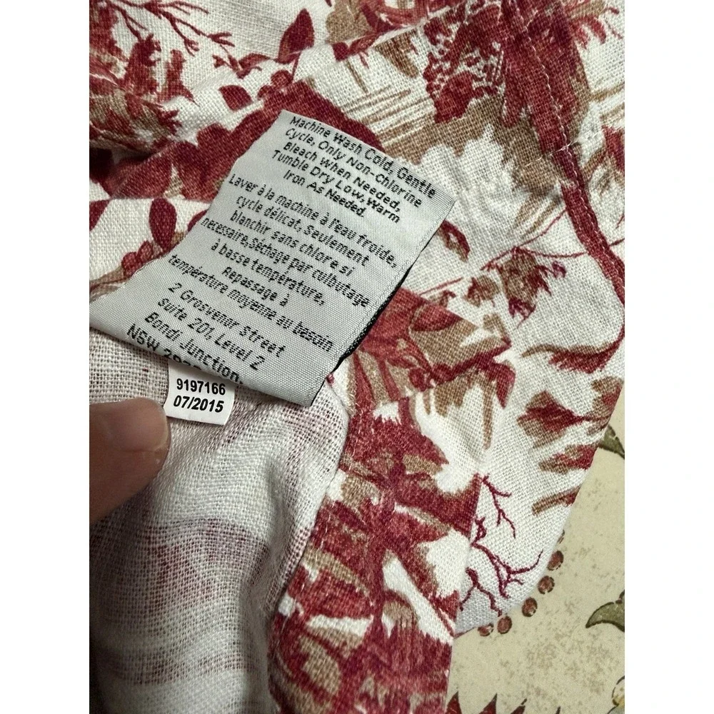 Pottery Barn Size Full Alpine Toile Duvet Cover 100% Cotton Red